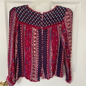 Maeve Anthropologie top red blue and cream